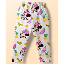 Babyhug Disney Single Jersey Knit Full Sleeves T-Shirt & Pyjama Night Suit with Minnie Mouse Print - White