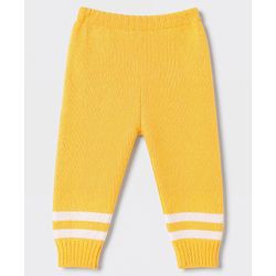 Babyhug Knit Full Sleeves Striped Sweater Set With Cap & Booties - Yellow