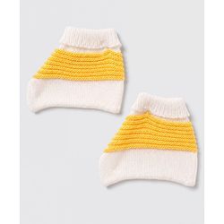 Babyhug Knit Full Sleeves Striped Sweater Set With Cap & Booties - Yellow