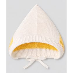 Babyhug Knit Full Sleeves Striped Sweater Set With Cap & Booties - Yellow