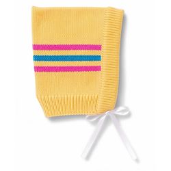 Babyhug Knit Full Sleeves Striped Sweater Set with Cap and Booties - Yellow
