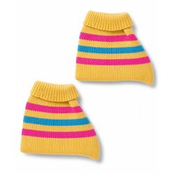 Babyhug Knit Full Sleeves Striped Sweater Set with Cap and Booties - Yellow