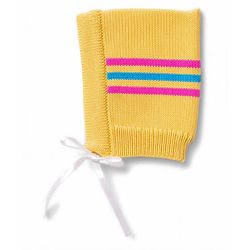Babyhug Knit Full Sleeves Striped Sweater Set with Cap and Booties - Yellow