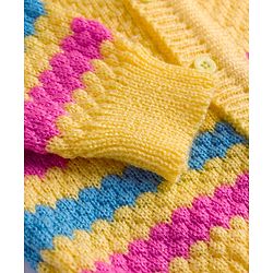 Babyhug Knit Full Sleeves Striped Sweater Set with Cap and Booties - Yellow