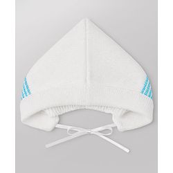 Babyhug Knit Full Sleeves Striped Sweater Set With Booties & Cap - Teal Blue