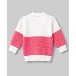 Babyhug Knit Full Sleeves Striped Sweater Set With Cap & Booties Set - Dark Pink