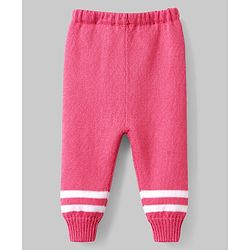 Babyhug Knit Full Sleeves Striped Sweater Set With Cap & Booties Set - Dark Pink