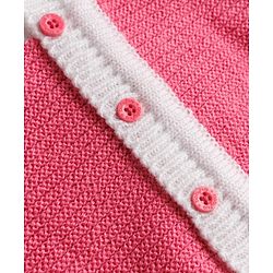 Babyhug Knit Full Sleeves Striped Sweater Set With Cap & Booties Set - Dark Pink