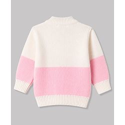 Babyhug Knit Full Sleeves Striped 4 Piece Sweater & Pant Set With Cap & Booties - Pink