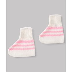Babyhug Knit Full Sleeves Striped 4 Piece Sweater & Pant Set With Cap & Booties - Pink