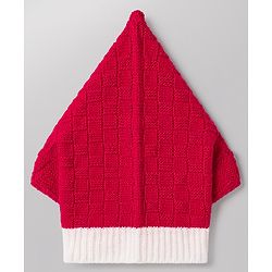 Babyhug Knit Full Sleeves Front Open Colour Block Sweater Set with Cap & Booties - Red & White