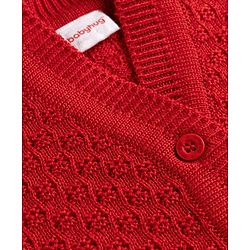 Babyhug Knit Full Sleeves Solid 4 Piece Sweater & Pant Set With Cap & Booties - Red