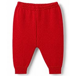 Babyhug Knit Full Sleeves Solid 4 Piece Sweater & Pant Set With Cap & Booties - Red