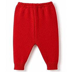 Babyhug Knit Full Sleeves Solid 4 Piece Sweater & Pant Set With Cap & Booties - Red