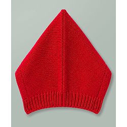 Babyhug Knit Full Sleeves Front Open Colour Block Stripe Sweater Set with Cap & Booties - Red & White