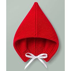 Babyhug Knit Full Sleeves Front Open Colour Block Stripe Sweater Set with Cap & Booties - Red & White
