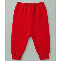 Babyhug Knit Full Sleeves Front Open Colour Block Stripe Sweater Set with Cap & Booties - Red & White