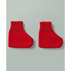 Babyhug Knit Full Sleeves Front Open Colour Block Stripe Sweater Set with Cap & Booties - Red & White