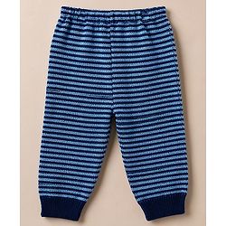 Babyhug Knit Full Sleeves Striped Sweater Set With Cap & Booties - Navy Blue
