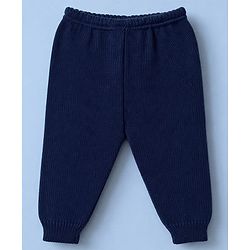 Babyhug Knit Full Sleeves Front Open Argyle Designed Sweater Set with Cap & Booties - Navy & White