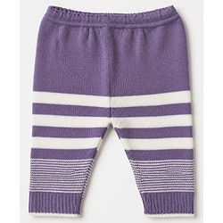 Babyhug Knit Full Length Four Piece Sweater Sets with Full Sleeves and Striped Print in Purple for 6-9 Months