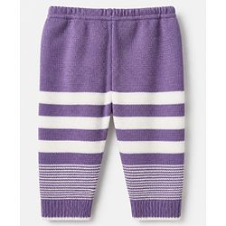 Babyhug Knit Full Length Four Piece Sweater Sets with Full Sleeves and Striped Print in Purple for 6-9 Months