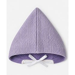 Babyhug Knit Full Length Four Piece Sweater Sets with Full Sleeves and Striped Print in Purple for 6-9 Months
