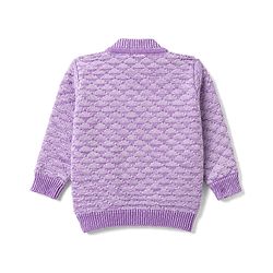 Babyhug Knit Full Sleeves Solid Textured Sweater Set With Booties & Cap - Purple