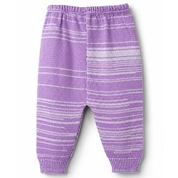 Babyhug Knit Full Sleeves Solid Textured Sweater Set With Booties & Cap - Purple