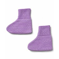 Babyhug Knit Full Sleeves Solid Textured Sweater Set With Booties & Cap - Purple