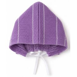 Babyhug Knit Full Sleeves Solid Textured Sweater Set With Booties & Cap - Purple