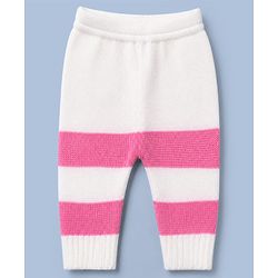 Babyhug Knit Sweater Set and Cap with Full Sleeves and Color Block in Pink
