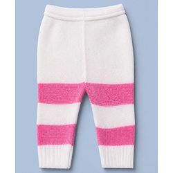 Babyhug Knit Sweater Set and Cap with Full Sleeves and Color Block in Pink