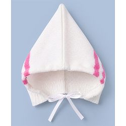 Babyhug Knit Sweater Set and Cap with Full Sleeves and Color Block in Pink