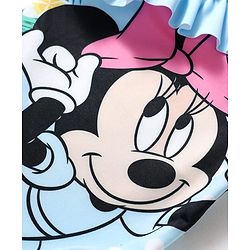 Babyhug Disney Sleeveless V Cut Swimsuit With Minnie Mouse Graphic - Light Blue