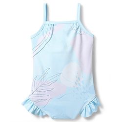 Babyhug Disney Lycra Sleeveless V Cut Swimsuit With Lilo & Stitch Graphics - Blue