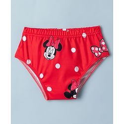 Babyhug Disney  Sleeveless Two Piece Swimsuit With Minnie Mouse Family Graphic - White