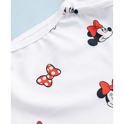 Babyhug Disney  Sleeveless Two Piece Swimsuit With Minnie Mouse Family Graphic - White