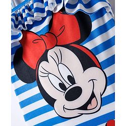 Babyhug Disney Sleeveless V Cut Swimsuit with Frill Design & Minnie Mouse Print - Blue