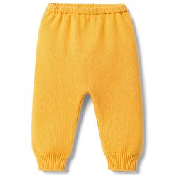 Babyhug Knitted Full Sleeves Striped Sweater Set - Mustard