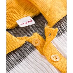 Babyhug Knitted Full Sleeves Striped Sweater Set - Mustard