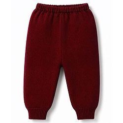 Babyhug Knit Full Sleeves Striped Sweater & Pant Set - Maroon