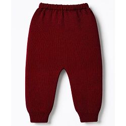 Babyhug Knit Full Sleeves Striped Sweater & Pant Set - Maroon
