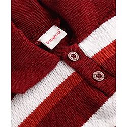 Babyhug Knit Full Sleeves Striped Sweater & Pant Set - Maroon