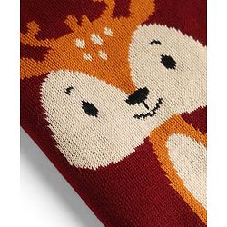 Babyhug Knitted Full Sleeves Sweater Set With Deer Design - Maroon