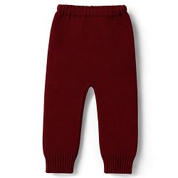 Babyhug Knitted Full Sleeves Sweater Set With Deer Design - Maroon