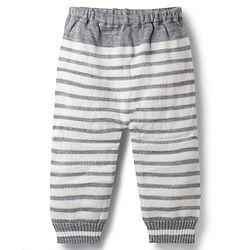 Babyhug Knit Full Sleeves Sweater Set With Stripes & Polka Dots & Bunny Design - Grey