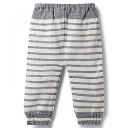 Babyhug Knit Full Sleeves Sweater Set With Stripes & Polka Dots & Bunny Design - Grey