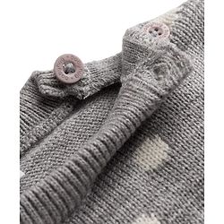 Babyhug Knit Full Sleeves Sweater Set With Stripes & Polka Dots & Bunny Design - Grey