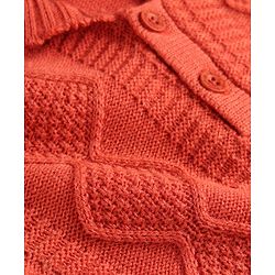 Babyhug Knitted Full Sleeves Hooded Sweater Set - Red